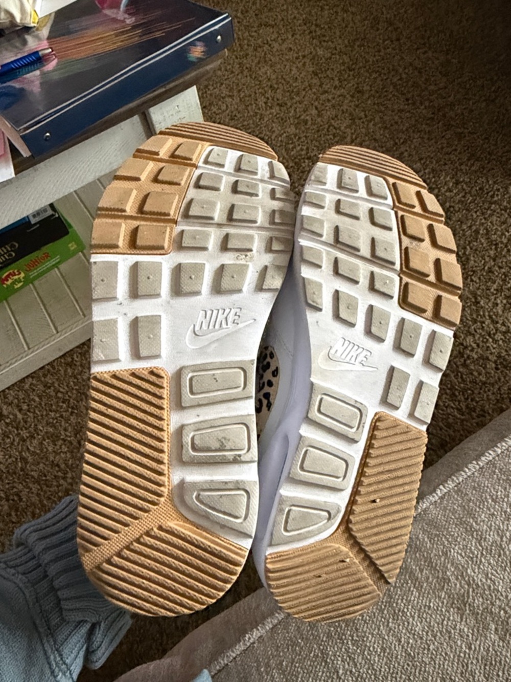 Nike Women's Cream Sneakers with Leopard Swoosh - Picture 5 of 10